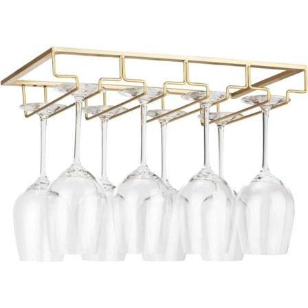 Rustfri stål hængende vinglasholder - 4-lags under skabshylden med skruer til køkken, bar, restaurant - Guld