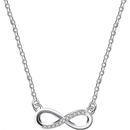 Roséguld & Platinpläterad Oändlighetshalsband Kubisk Zirkonia Pave 8-Formad Hänge Smycken Gåvor till Kvinnor Flickvän ZY056