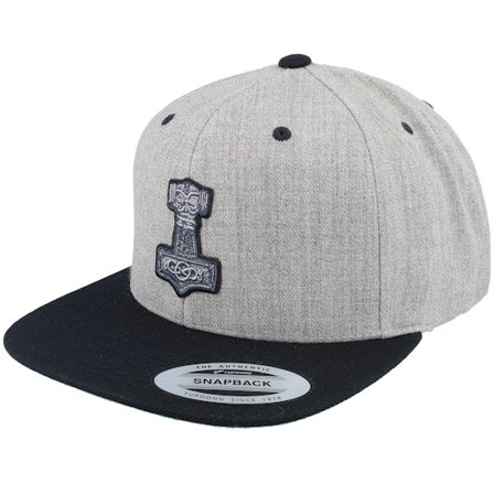 Vikings - Gris snapback Gorra - Tors Hammer Mjölner Heather Grey/Black Snapback @ Hatstore