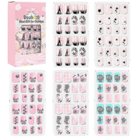 Förpackning med 120 barns print Söt förlimmad cover Akryl Nail Tip Kit 9