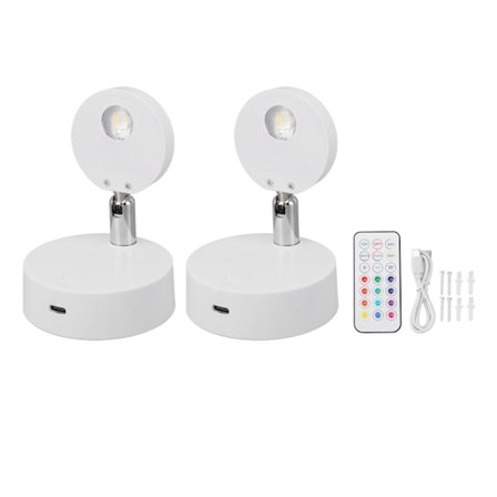 Genopladelig RGB LED Spotlight 13 Farve Roterbar Væglampe Mini Vitrineskab Lys