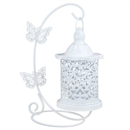 2 stk. Dekorativt fuglebur, hul hængende fuglebur, lysestage, kandelaber, lanterne, sommerfugl