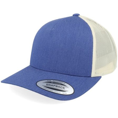 Yupoong - Blå trucker Keps - Retro 2-tone Blue/Beige A-frame Trucker @ Hatstore