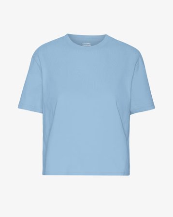 Organic Boxy Crop Tee - Seaside Blue