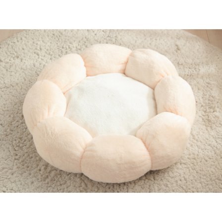 Blomsterrede til kæledyr, kats nakkebeskyttelse, plysrede, kattemåtte, universal rund hunderede, kats rede, katteseng, 40 cm, lyserød, hvid