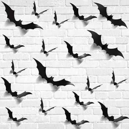 144 Stykker Flaggermus Klistremerker Halloween Svarte Flaggermus Dekorasjoner 3D Vegg D