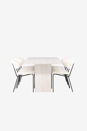 Venture Home - Spisegruppe Olga med 6 stk stoler Chico - Hvit - Spisegrupper - Fra Homeroom