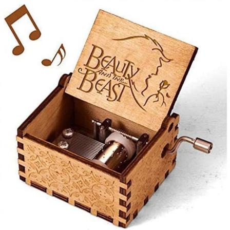Skönheten Och Odjuret Musikdosa, Vintage Klassisk Trähand