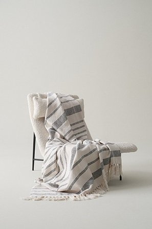 Jotex - Plaid Natuurlijk Wit/zwart Natuurlijk wit/zwart - ELLY - Koop Plaids & dekens bij Jotex