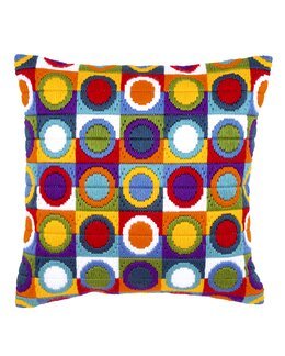 Broderikit Kudde långstygn Cirklar - Vervaco