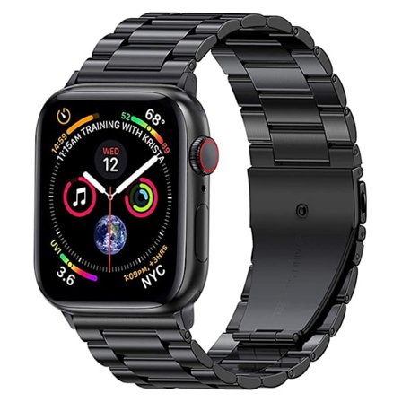 Kompatibla Apple Watch-armband 42/44/45 mm, rostfria iWatch-armband för Apple Watch Series 7/6/5/4/3/2, 38 mm 40 mm 41 mm svarta
