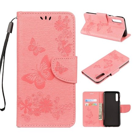 Butterfly Samsung Galaxy A50 nahkakotelo - Pinkki