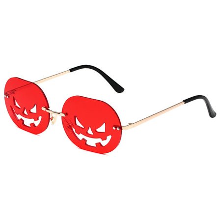 Halloween græskar solbriller Rimless Goth briller til kvinder mænd Halloween fest briller Trendy briller UV 400 beskyttelse