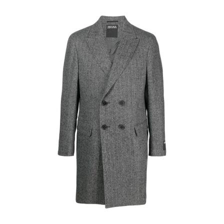 Z Zegna, Double-Breasted Coats Szary, Mężczyzna, Rozmiar: L