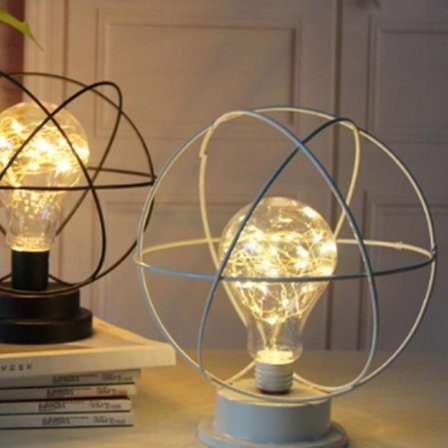 Metal Cage Table Lights Battery Powered Night Lights With Led Lights For Bedroom