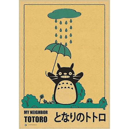 Vintage Retro Papir Anime Plakat - Min Nabo Totoro Miyazaki - Vægdekoration - Vintage Boligindretning - Børneværelsesindretning