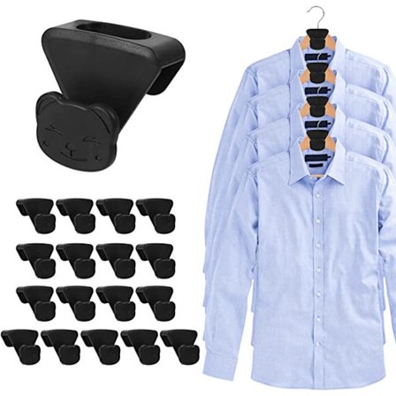 Svart plassbesparende kleshengerkroker, 18 stk søte plassbesparende kroker