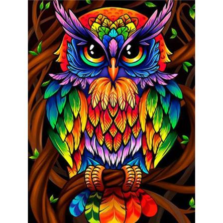Diamond Painting Fyrkantiga Pärlor 50x70 Cm 5d Diy Djur Uggla Multifärg