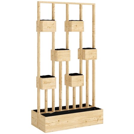 Korotettu puutarhapenkki säleiköllä, luonnonpuuta, 90x45x170 cm