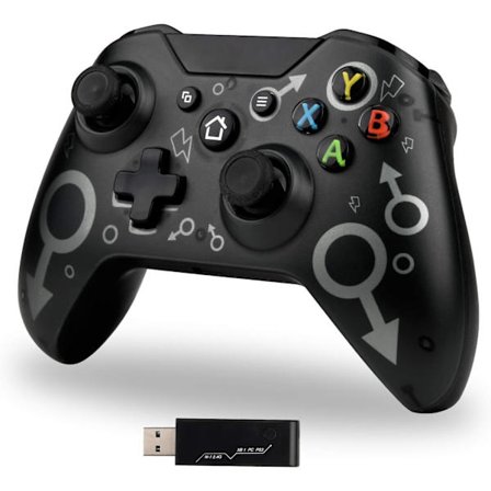Trådlös handkontroll Kompatibel med Xbox One, Xbox-kontroll med 2,4 GHz trådlös adapter, Xbox One X/Xbox One S/PS3 och PC (svart)