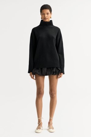 Soft Goat - Boyfriend Turtleneck - Women cashmere sweater - M - Black