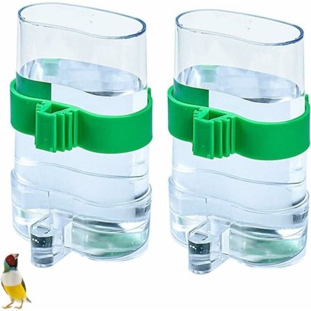 Fågelburtillbehör Bird Fountain Parrot Device (2 transparenta vattenkoppar)