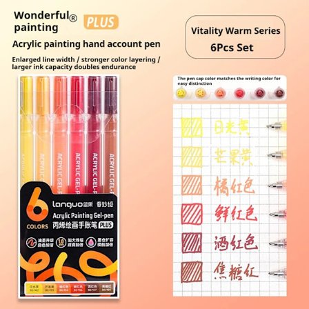 LANGUO 90/6 Färger Akrylmålnings Gelpenna 1.0mm Målning Ritning Skrivning Konstmarkörer Pennor Student Graffiti Akrylfärg Pennor