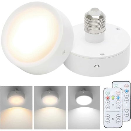 E26 Base Batteridrevet Pære, 2-pak Batteridrevne Pærer, Trådløs Batteripære, Fjernbetjening Pærer[HK]