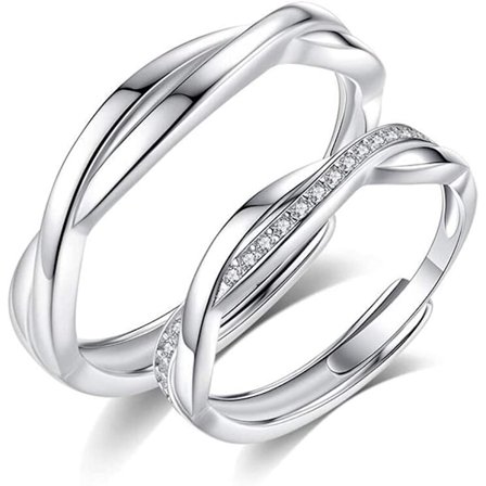 925 Sterling Silver Parring, Justerbar Ringset, Hypoal