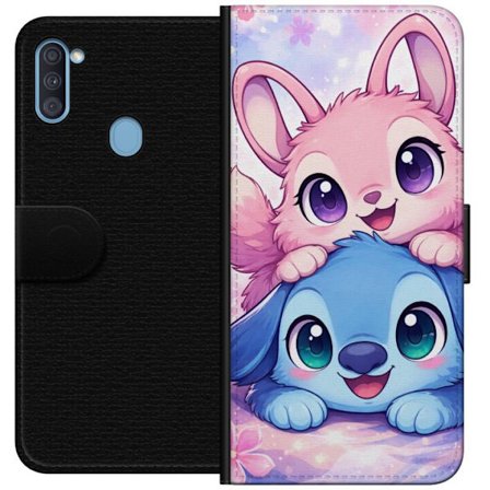 Kompatibel Tegnebogsetui til Samsung Samsung Galaxy A11 Sød kawaii illustration med pink og blå fantasidyr, store øjne og bløde farver perfekt til