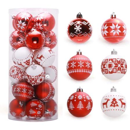 Julkulor Ornament 30st 60mm / 2,36" (röd-vit)