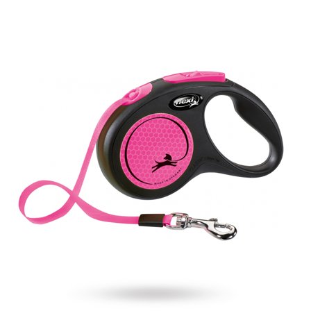 Flexi - New Neon - Neonrosa - Tekstilkobbel, Rullekobbel, Kjørestrikk, Lærkobbel & Øvrige hundekobbel på Doggie.no