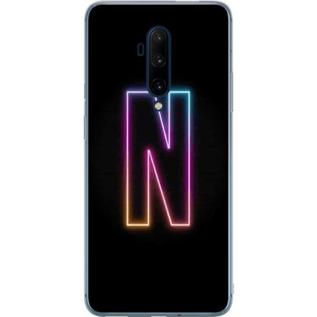 Kompatibelt Mobildeksel til OnePlus OnePlus 7T Pro Minimalistisk neonbokstav N i fargeskiftende lys mot svart bakgrunn