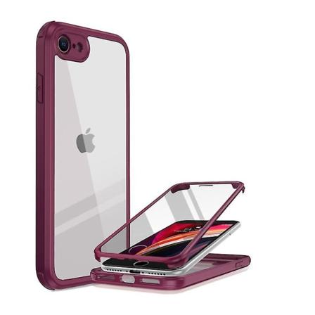 Iphone Se -kotelo, Iphone 8 -kotelo [sisäänrakennettu lasinen näytönsuoja] Sotilasluokan täysi runko 360 iskunkestävä tyylikäs puskuri Läpinäkyvä 