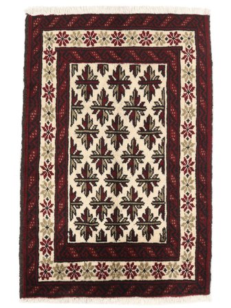 62X93 Tapis Baloutche D'orient Noir/Beige (Laine, Perse/Iran) Carpetvista
