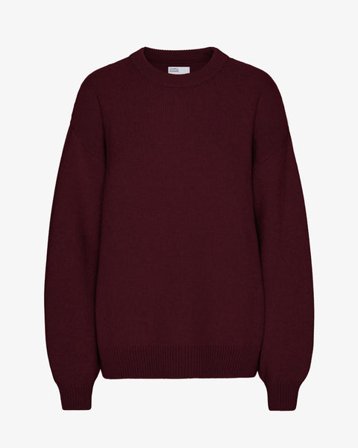 Oversized Merino Wool Crew - Oxblood Red