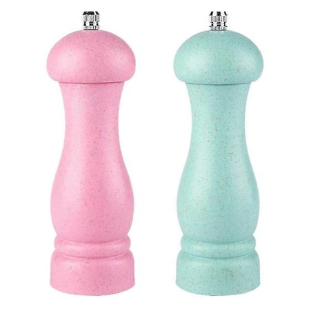 Salt- og pepperkvernsett med 2, salt- og pepperbøsser i tre med keramisk kjerne, gjenfyllbar manuell havsalt pepperkvern justerbar grovhet for krydder