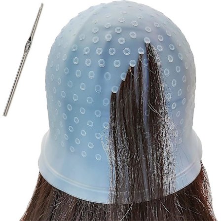 Silikonhøydepunkthette, Høydepunkthette og krok, Hårfargehette, Hårfrosthette, Høydepunktfrosthette Blå