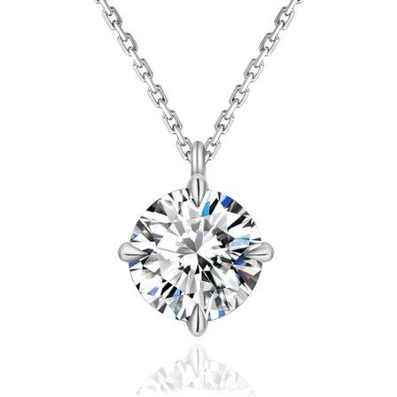 Moissanite Halsband för Kvinnor, 1 Karat Lab Odlad Diamant Sten Med Vvs1 Klarhet D Färg, 14k Vitguld Pläterad S925 Sterling Silver Kedja För Henne