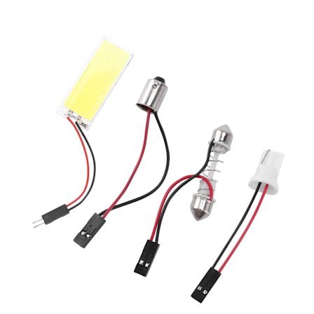 T10 501 W5w Ba9s Festoon Dome Inredning 36 Led Cob Adapter Panel Ljuslampa Dc12v Ren Vit