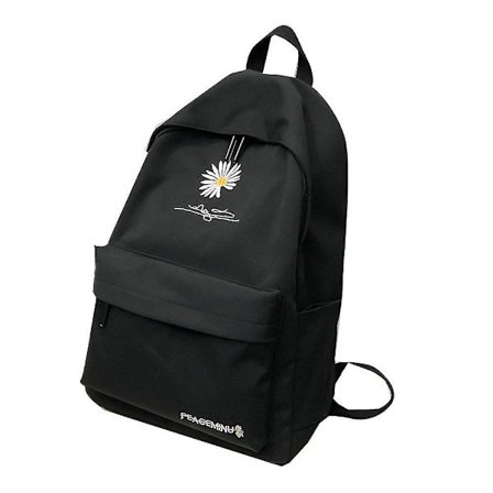 Ryggsekk Stor Kapasitet Ensfarget Jente Skolesekk Ungdom Skolesekk Nylon Krysantemum Trykkveske