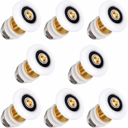 Brusehjul til skydedør, 8 stykker, 20 mm messing udskiftningshjul til skydedør i glas med kuglelejer.