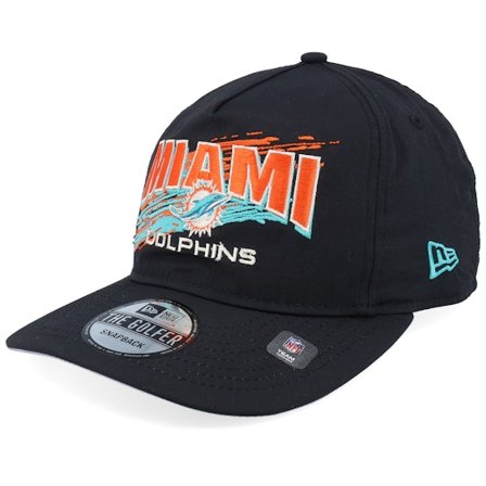 New Era - NFL Musta snapback Lippis - Miami Dolphins Throwback Brush Black Strapback @ Hatstore
