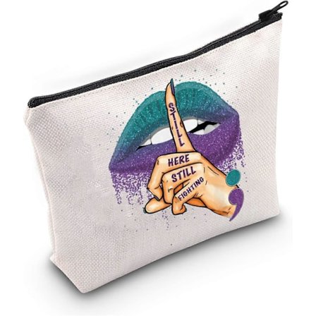 Semikolon Inspirert Kosmetisk Sminkeveske Gave For Depresjonsbevissthet Overlevende Fortsatt Her Fortsatt Kjemper Sminke Glidelåsveske For Kvinner 