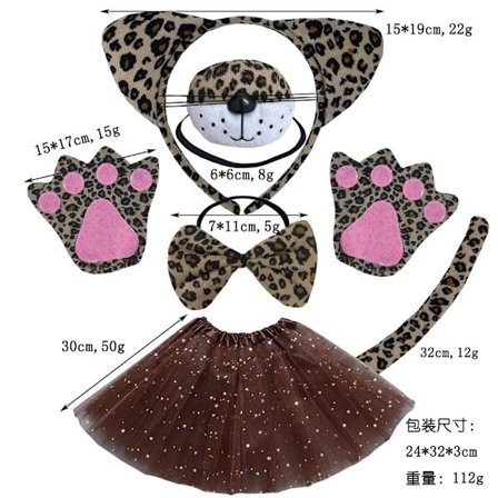 Halloween Maskeradrekvisita Grossist Leopard Pannband Leopard Kattöron Set A