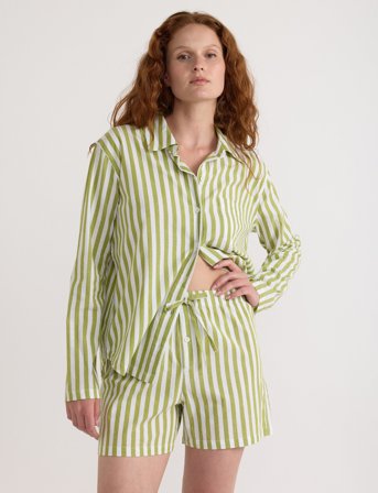 Organic Basics Core Sleep Poplin Shorts - Green - S