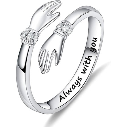 S925 Sterling Sølv Kram Ring Til Kvinder Teenagere Piger, Justerbar Ring Smykker Mors Dag Fødselsdagsgaver Til Døtre Mor Søster Kone Venner Bedstemor