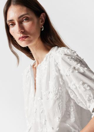 & Other Stories | Oversized Puff-Sleeve Blouse | White | 40