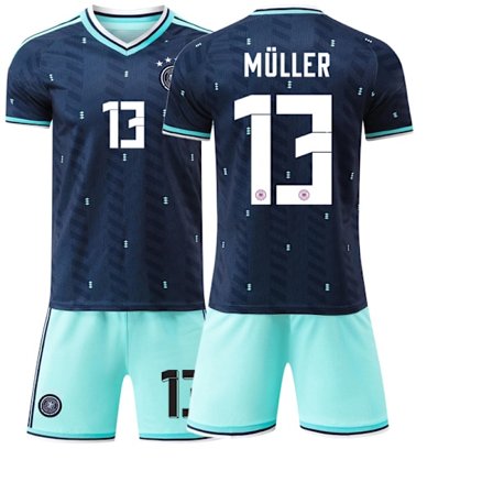 2025–2026 Tyskland VM Bortaställ Barn Vuxen Fotbollströja Set No.13 Müller No.8 Kroos No.7 Havertz 2627 Tyskland Borta No. 13