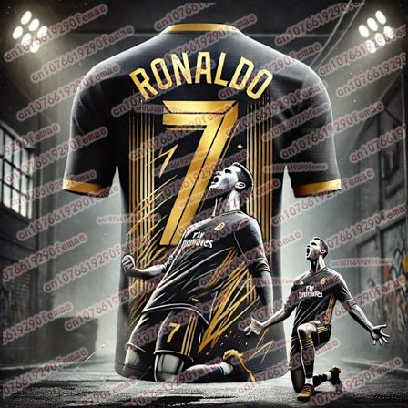 Hot Sælgende Herre Udendørs Sports T-shirt med Cristiano Ronaldo 3D Print Sommer Åndbar Træningstop til Fans